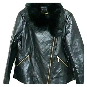 IMAN Faux Fur Genuine Leather Jacket